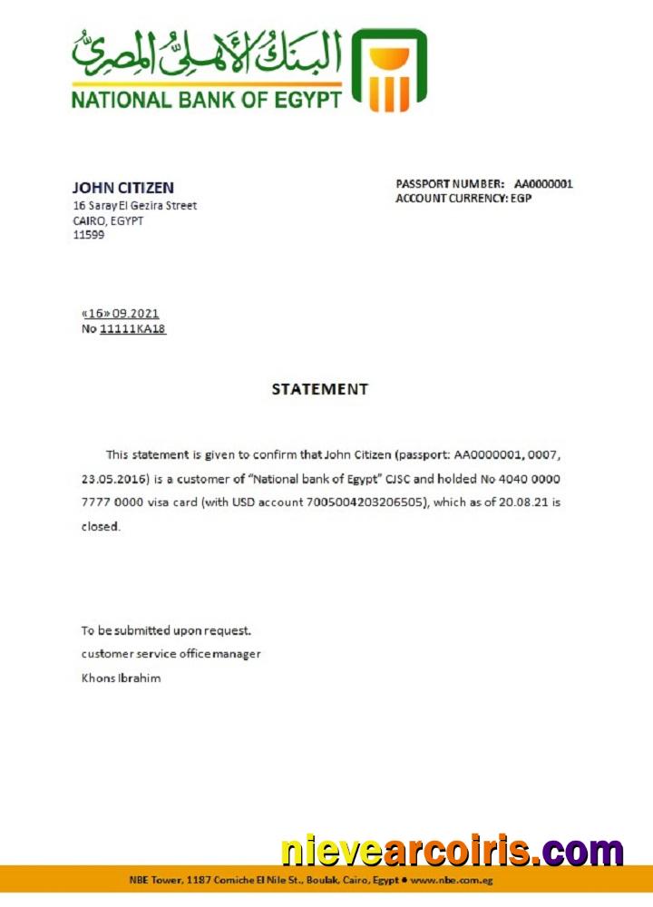 Egypt National Bank of Egypt closure reference